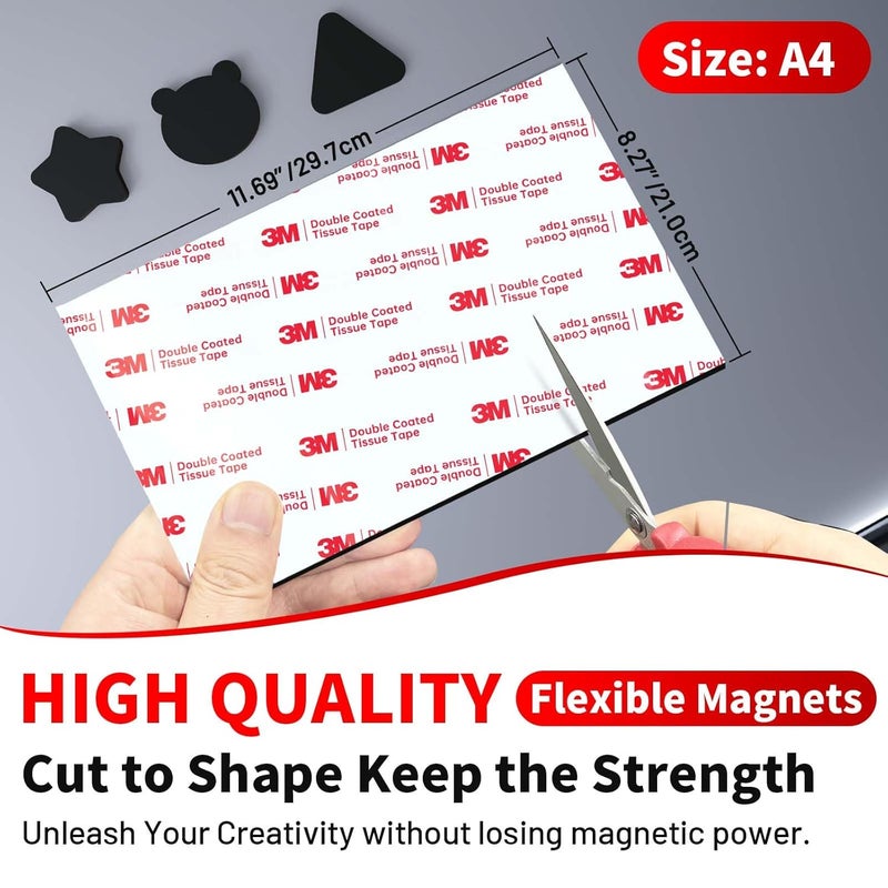 PHIXBEAR Heavy Duty Magnetic Sheet with Adhesive Backing,High Magnetic Strength with 2mm Ultra-Thick Flexible Material, Easy to Cut for DIY, Crafts,Fridge, Storage,Mirror Decoration(8.28" x 11.7") - Image 4